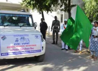 कलेक्टर एवं जिला निर्वाचन अधिकारी ने ईव्हीएम जागरूकता रथ को किया रवाना