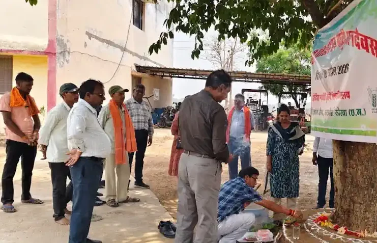 अक्ति तिहार पर कोरबा में माटी पूजन दिवस: किसानों ने नई खेती की शुरुआत का लिया संकल्प
