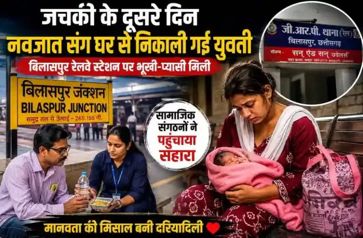जचकी के दूसरे दिन नवजात संग घर से निकाली गई युवती, बिलासपुर रेलवे स्टेशन पर भूखी-प्यासी मिली; सामाजिक संगठनों ने पहुंचाया सहारा