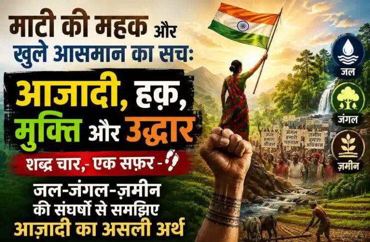 माटी की महक और खुले आसमान का सच: आज़ादी, हक़, मुक्ति और उद्धार – शब्द चार, सफ़र एक