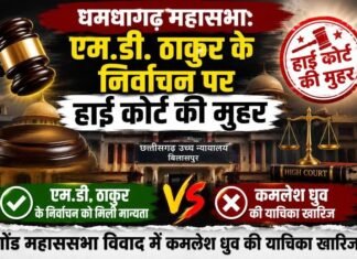 धमधागढ़ गोंड महासभा: एम.डी. ठाकुर के निर्वाचन पर हाई कोर्ट की मुहर, कमलेश ध्रुव की याचिका खारिज